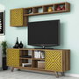 Hanah Home Mueble de TV Bohemio Nogal y Amarillo